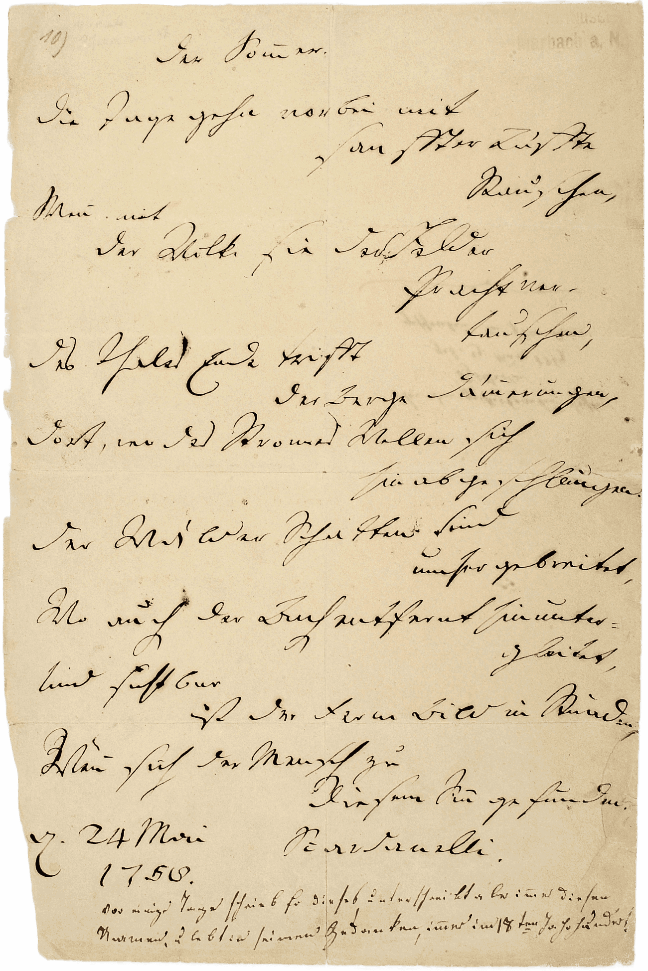 Handschriftliches Manuskript von Hölderlins ›Der Sommer.‹