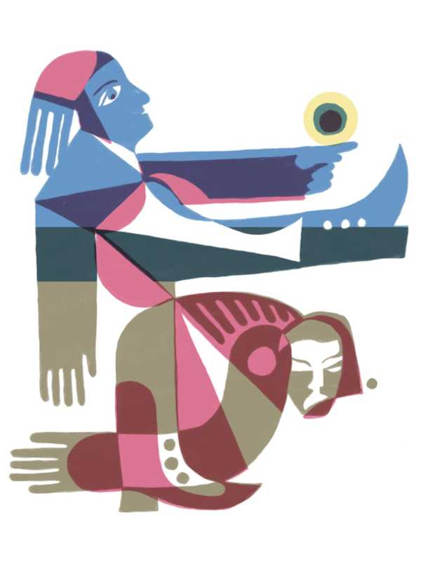 Eine Illustration zeigt Hölderlin. Er marschiert mit großen Schritten.