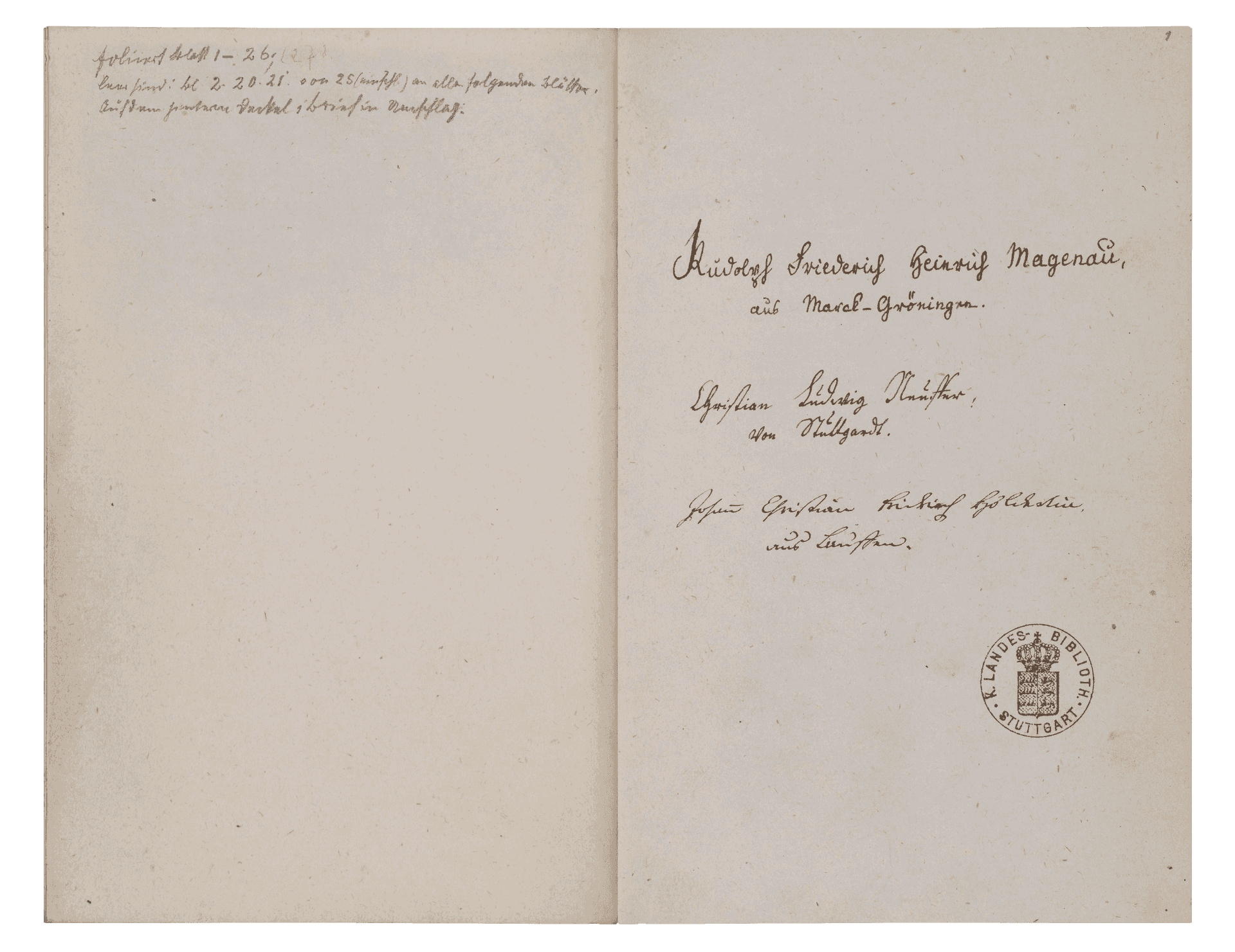 Titelei des Bundesbuchs mit handschriftlichen Namenseinträgen