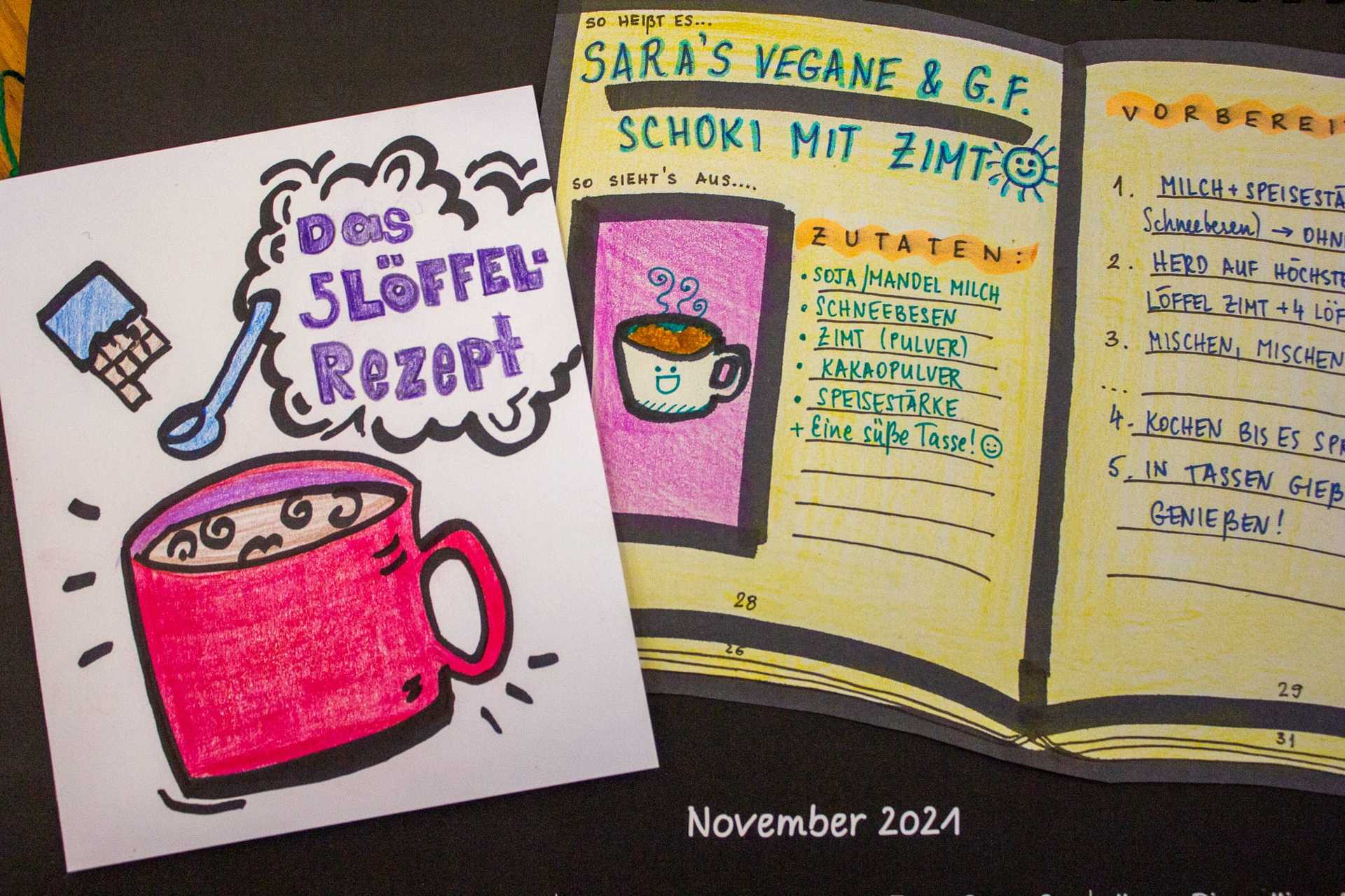 Detailansicht der fertigen Kalenderseite mit bunten Socken