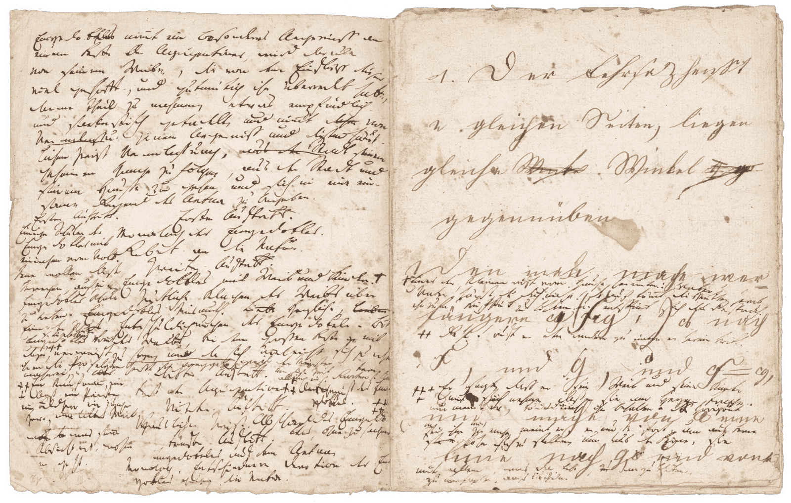 Zwei Seiten eines Schulhefts