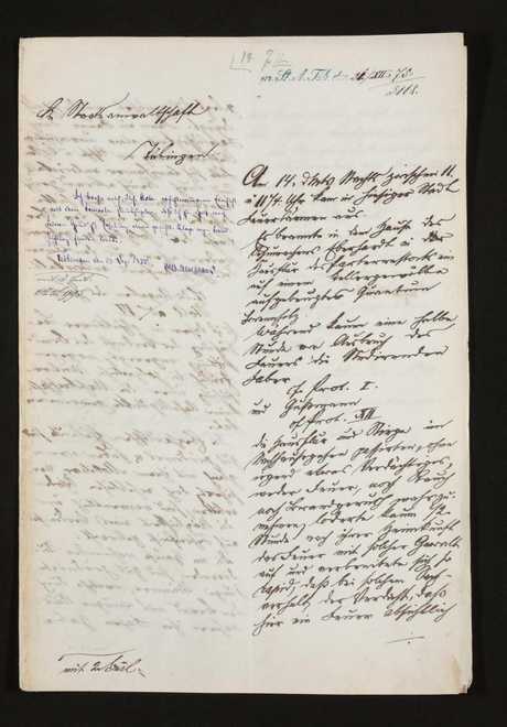 Foto des Briefes von Oberamtmann Sandberger an die Tübinger Staatsanwaltschaft