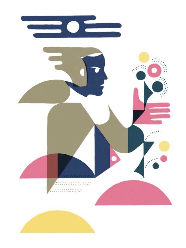 Eine Illustration zeigt Hölderlin. Er jongliert mit Bällen.