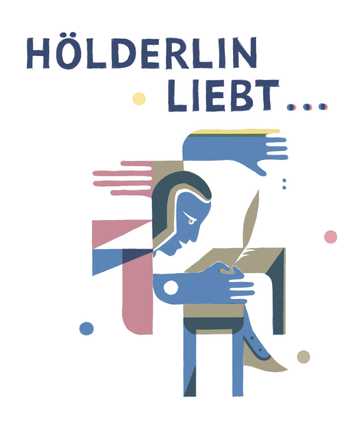 Eine Illustration zeigt Hölderlin am Schreibtisch