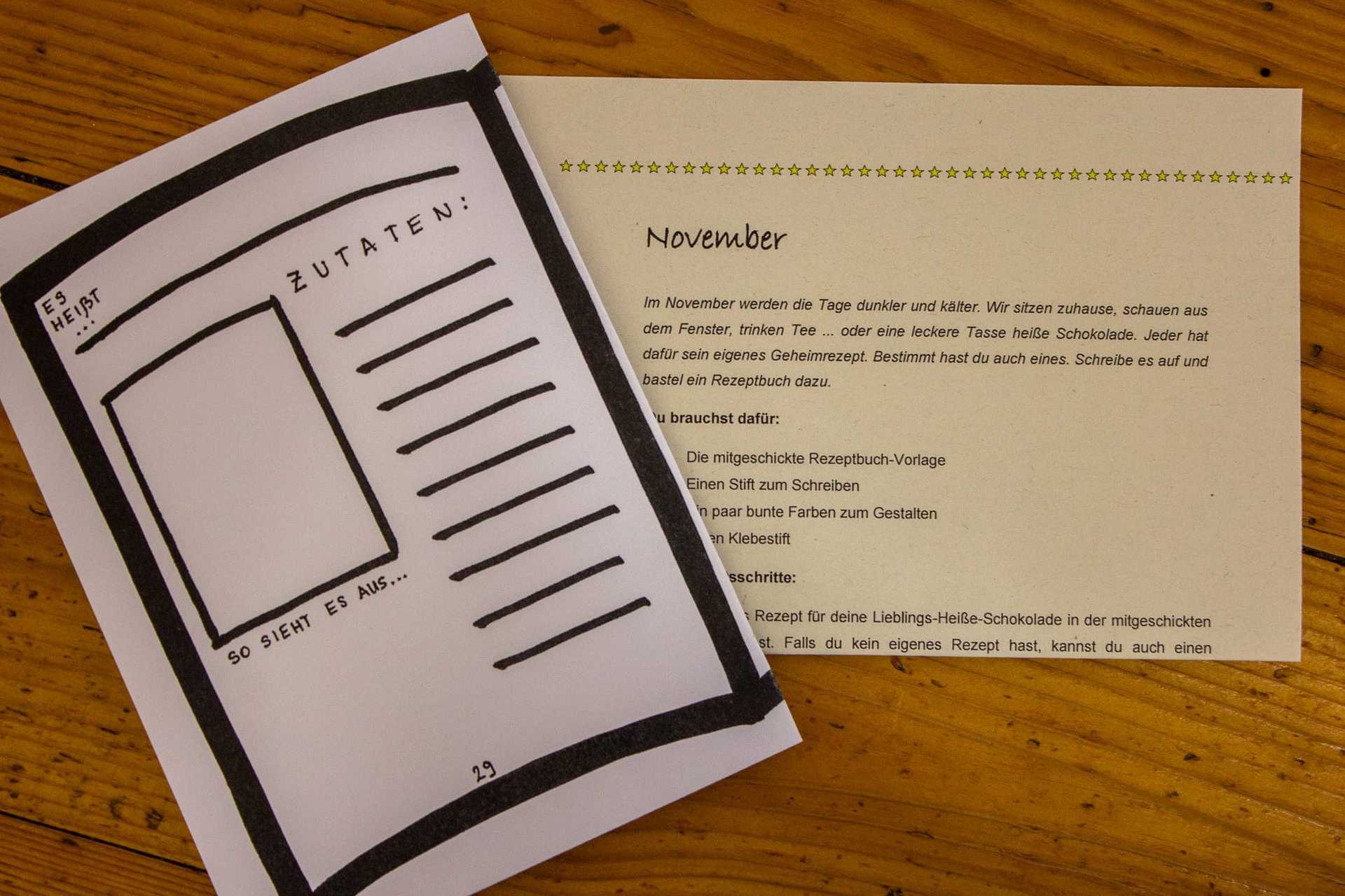 Die Anleitung zum Kalenderblatt mit der Rezeptvorlage zum Ausschneiden