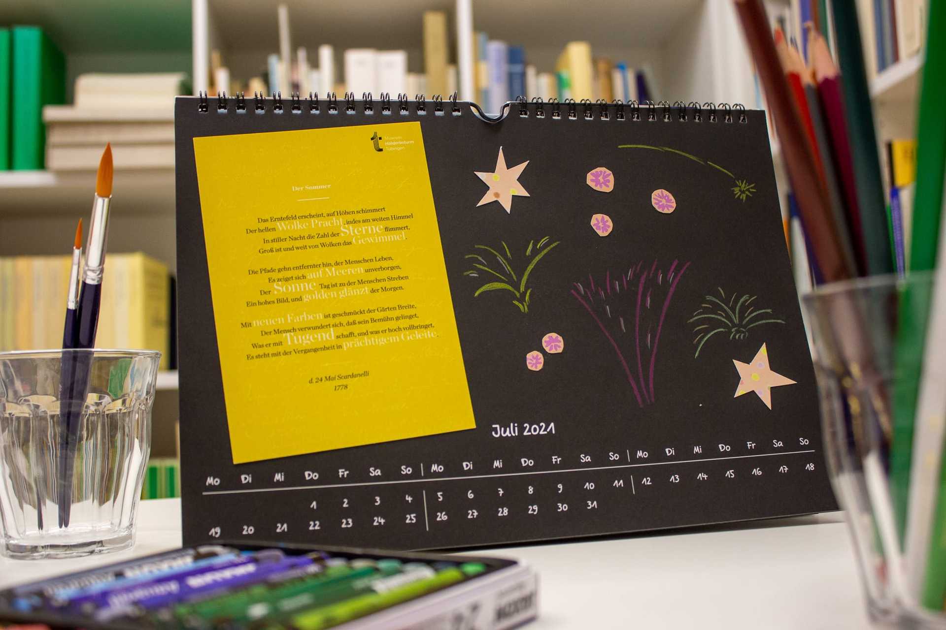 Ein weitere Detailansicht der fertigen Kalenderseite. Diesmal mit dunklem Hintergrund