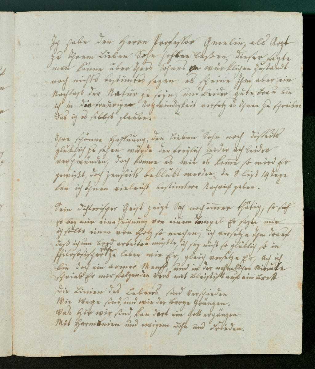 Ein handschriftlicher Bericht von Ernst Zimmer an Hölderlins Mutter