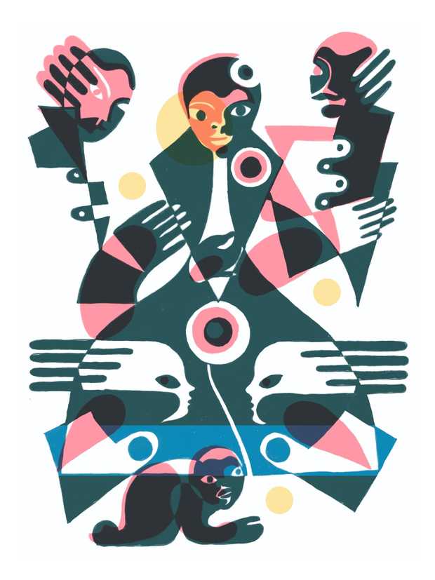 Eine Illustration zeigt die ganze Familie Hölderlin